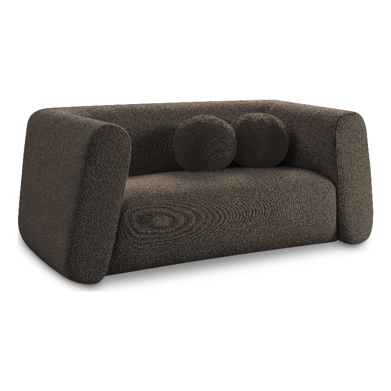Meridian Furniture Abbington Contemporary Boucle Fabric Loveseat in Brown