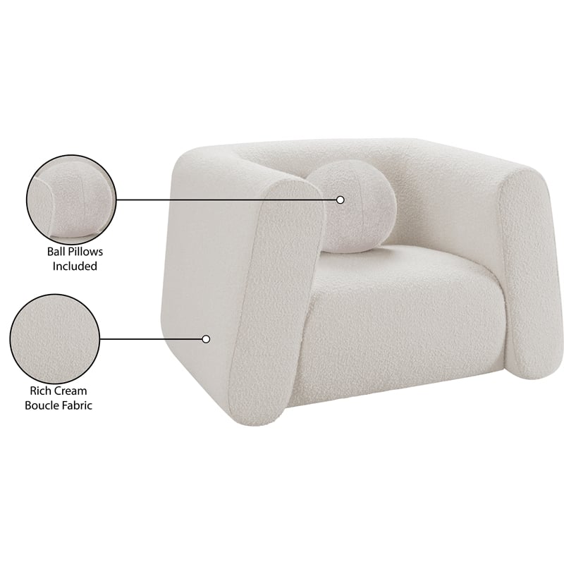 Meridian Furniture Abbington Contemporary Boucle Fabric Chair in Cream