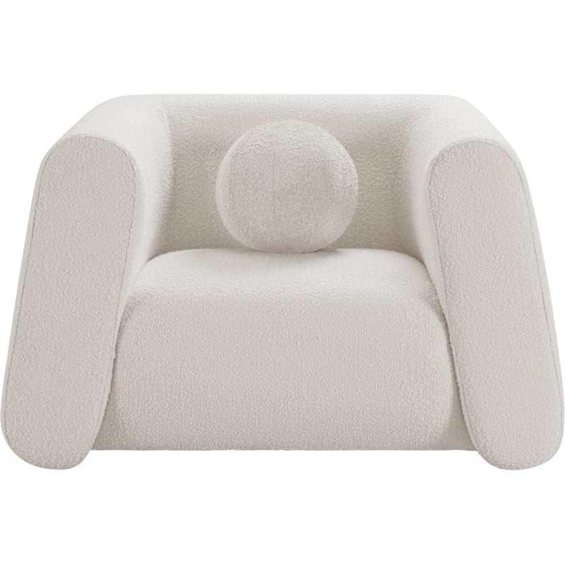 Meridian Furniture Abbington Contemporary Boucle Fabric Chair in Cream