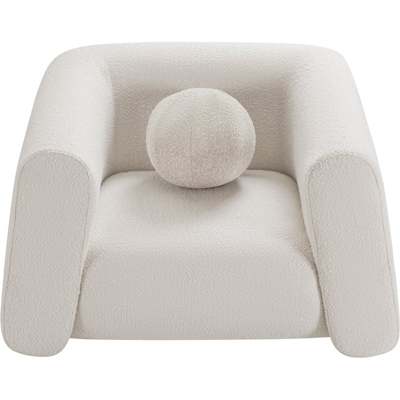 Meridian Furniture Abbington Contemporary Boucle Fabric Chair in Cream