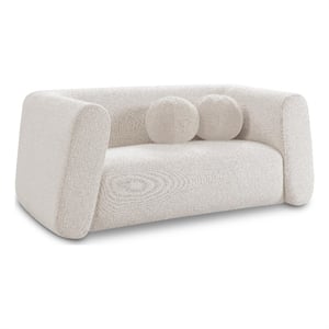 Meridian Furniture Abbington Contemporary Boucle Fabric Loveseat in Cream