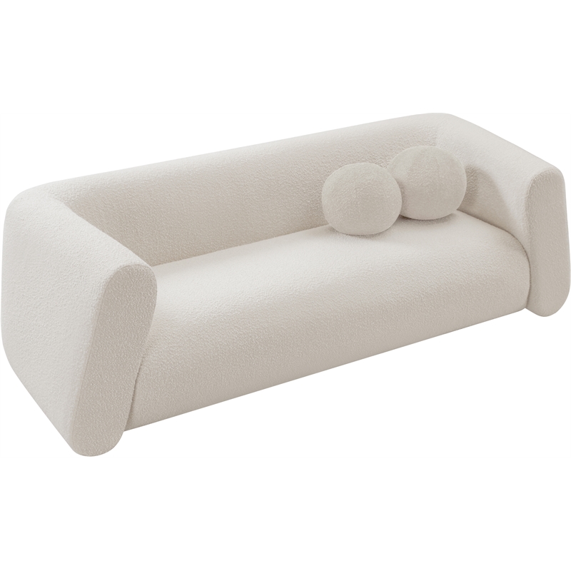 meridian furniture abbington contemporary boucle fabric sofa in cream