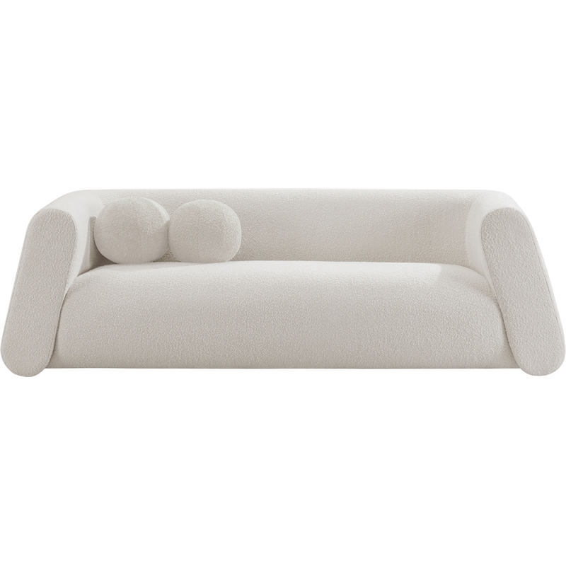 meridian furniture abbington contemporary boucle fabric sofa in cream