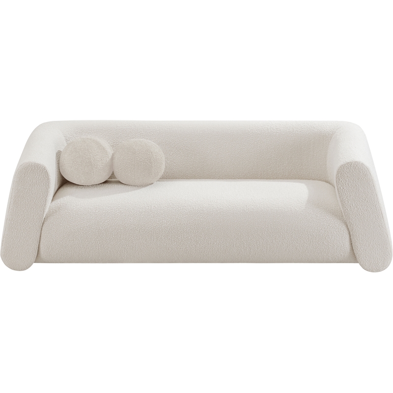 meridian furniture abbington contemporary boucle fabric sofa in cream