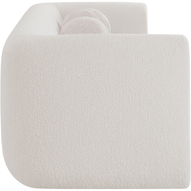 meridian furniture abbington contemporary boucle fabric sofa in cream