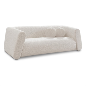 Meridian Furniture Abbington Contemporary Boucle Fabric Sofa in Cream