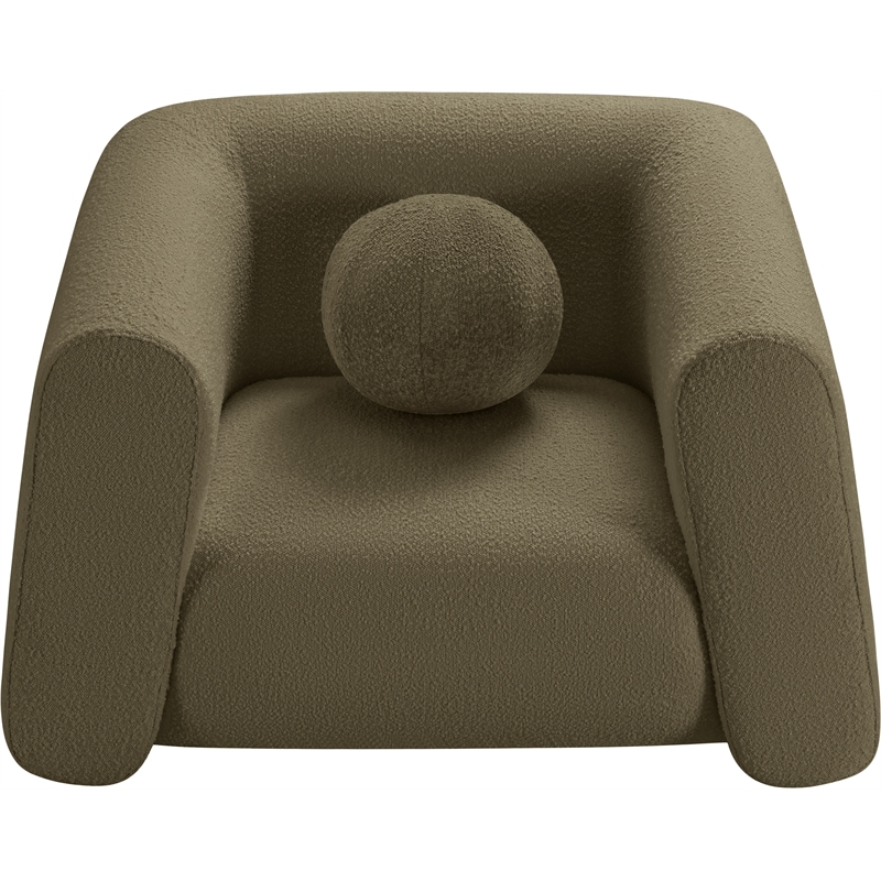 Meridian Furniture Abbington Contemporary Boucle Fabric Chair in Olive Green