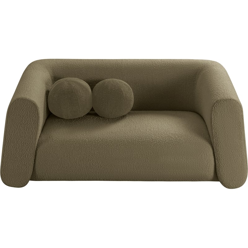 Meridian Furniture Abbington Contemporary Boucle Fabric Loveseat in Olive Green