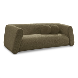Meridian Furniture Abbington Contemporary Boucle Fabric Sofa in Olive Green