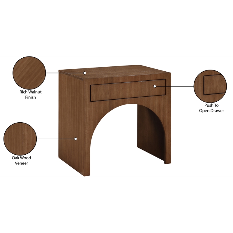 Meridian Furniture August Walnut Night Stand