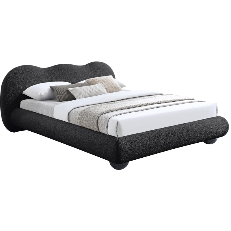 Meridian Furniture Hyde Contemporary Boucle Fabric Full Bed in Black