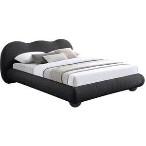 Meridian Furniture Hyde Contemporary Boucle Fabric Queen Bed in Black