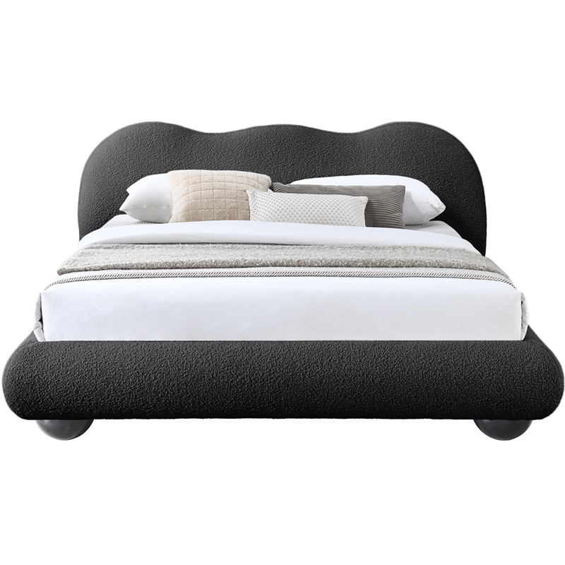 Meridian Furniture Hyde Contemporary Boucle Fabric Queen Bed in Black