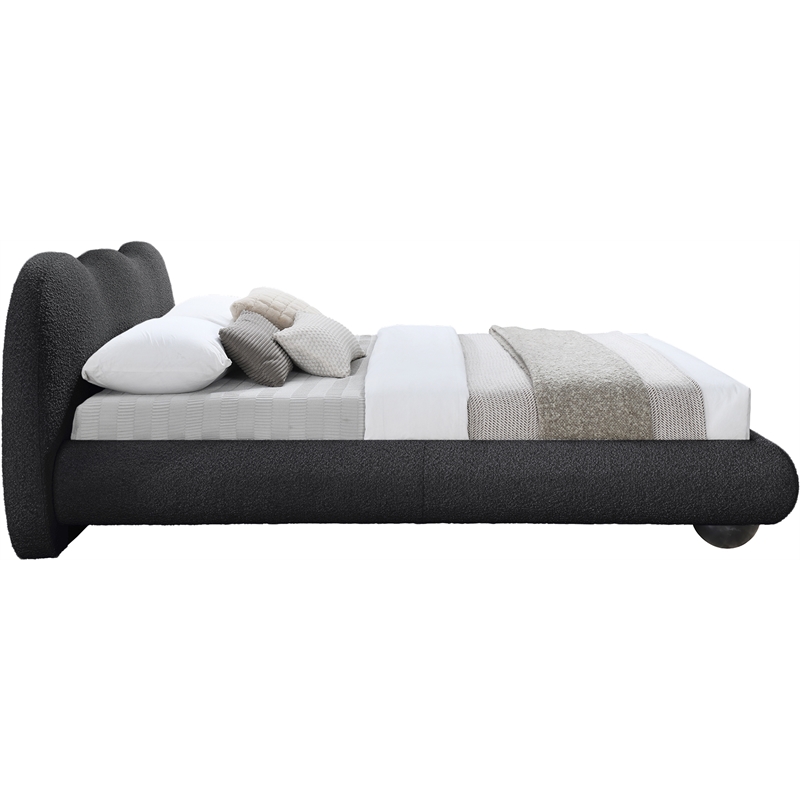 Meridian Furniture Hyde Contemporary Boucle Fabric Queen Bed in Black