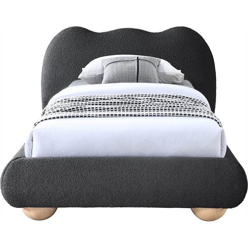 Meridian Furniture Hyde Contemporary Boucle Fabric Twin Bed in Black