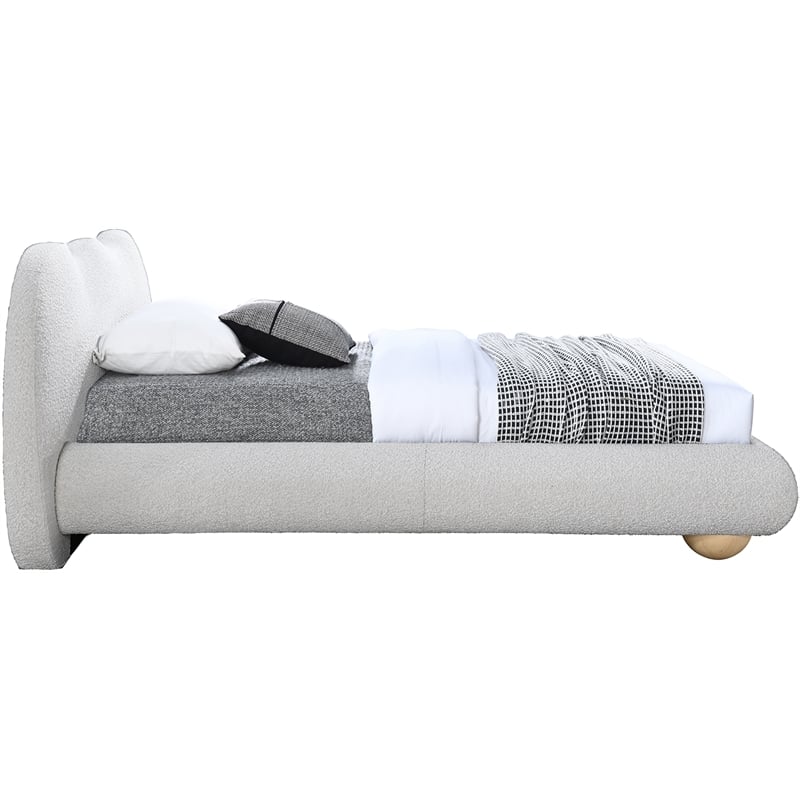 Meridian Furniture Hyde Contemporary Boucle Fabric Twin Bed in Cream
