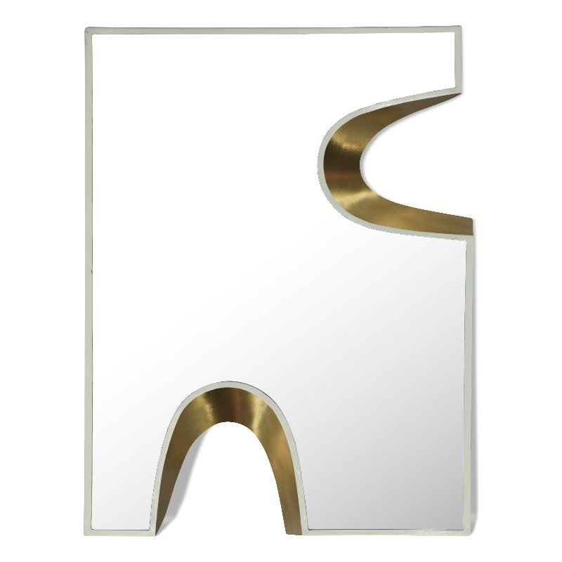 Meridian Furniture Soleil Cream Mirror with Gold Iron Metal Accents