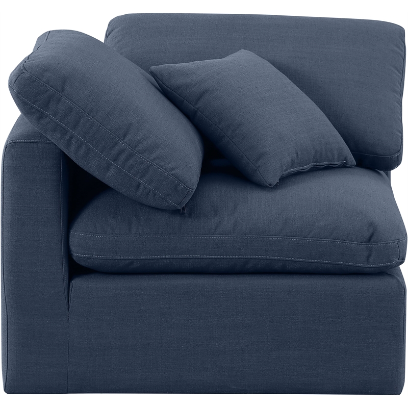 Meridian Furniture Indulge Contemporary Linen Fabric Corner Chair in Navy