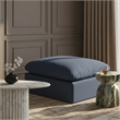Meridian Furniture Indulge Contemporary Linen Fabric Ottoman in Navy