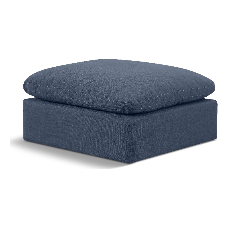 Meridian Furniture Indulge Contemporary Linen Fabric Ottoman in Navy