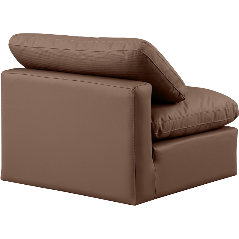 Meridian Furniture Indulge Contemporary Vegan Leather Armless Chair in Brown