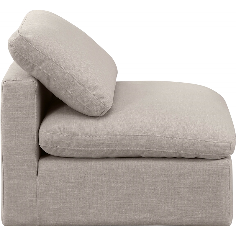 Meridian Furniture Indulge Contemporary Linen Fabric Armless Chair in Beige