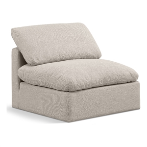 meridian furniture indulge contemporary linen fabric armless chair in beige