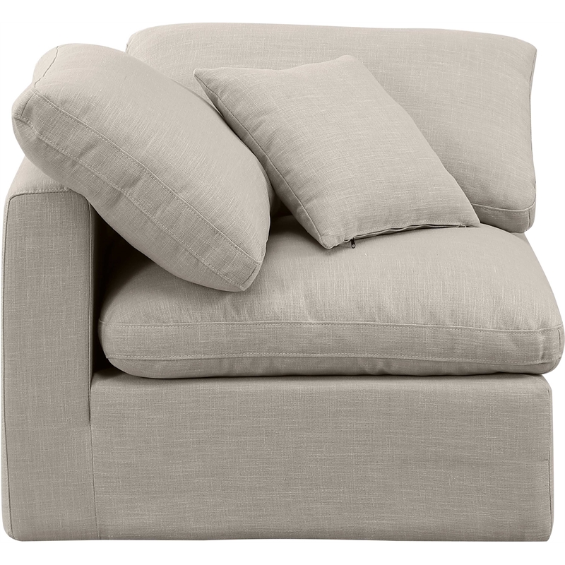 Meridian Furniture Indulge Contemporary Linen Fabric Corner Chair in Beige
