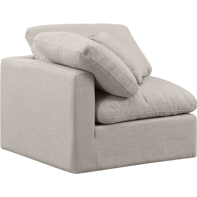 Meridian Furniture Indulge Contemporary Linen Fabric Corner Chair in Beige
