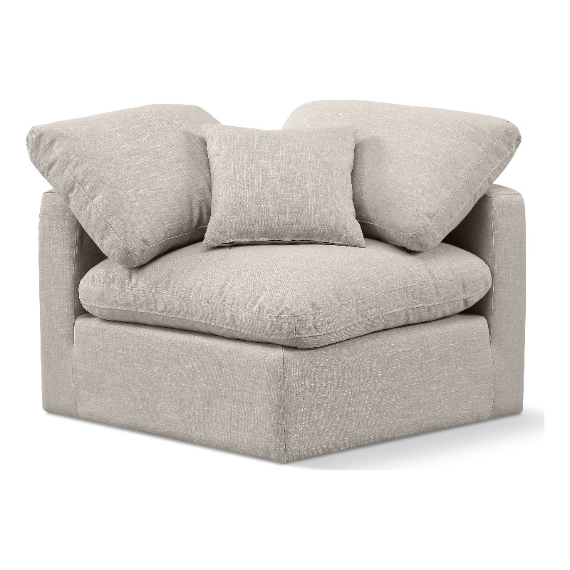 Meridian Furniture Indulge Contemporary Linen Fabric Corner Chair in Beige