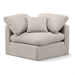 meridian furniture indulge contemporary linen fabric corner chair in beige