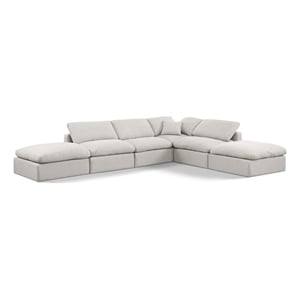 Meridian Furniture Indulge 140&quot Linen Fabric U-Shaped Modular Sectional in Cream