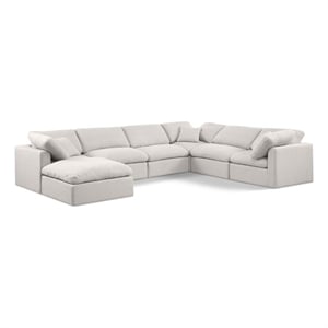 Meridian Furniture Indulge 193.5&quot Fabric U-Shaped Modular Sectional in Cream