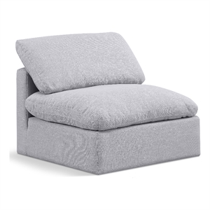 meridian furniture indulge contemporary linen fabric armless chair in gray