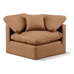 meridian furniture indulge contemporary vegan leather corner chair in orange