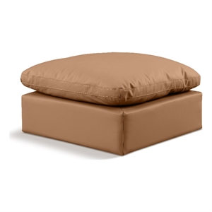 meridian furniture indulge contemporary vegan leather ottoman in cognac orange