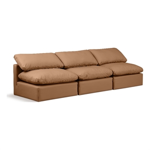 Meridian Furniture Indulge 105&quot Vegan Leather Modular Sofa in Cognac Orange
