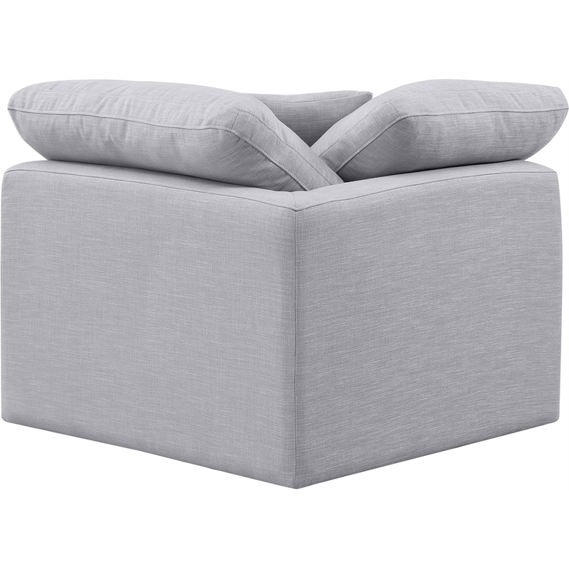 Meridian Furniture Indulge Contemporary Linen Fabric Corner Chair in Gray