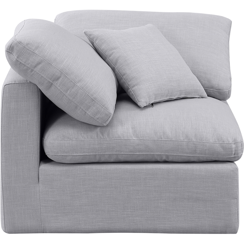 Meridian Furniture Indulge Contemporary Linen Fabric Corner Chair in Gray