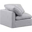 Meridian Furniture Indulge Contemporary Linen Fabric Corner Chair in Gray