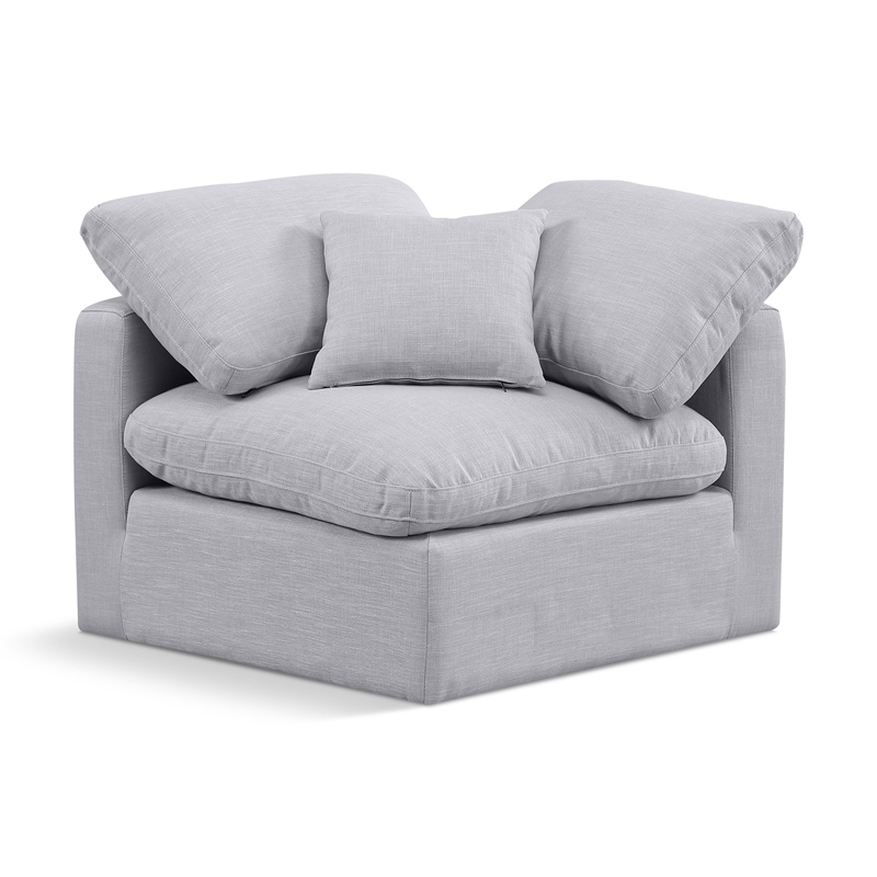Meridian Furniture Indulge Contemporary Linen Fabric Corner Chair in Gray