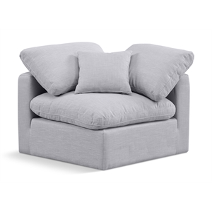 Meridian Furniture Indulge Contemporary Linen Fabric Corner Chair in Gray