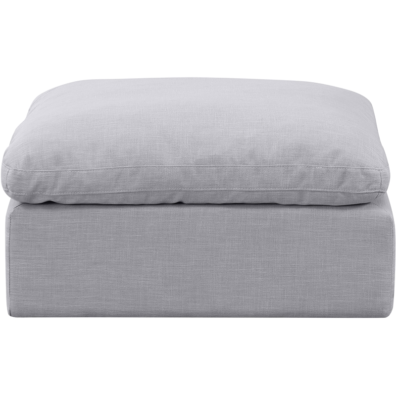 Meridian Furniture Indulge Contemporary Linen Fabric Ottoman in Gray