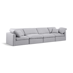 Meridian Furniture Indulge 140&quot Contemporary Linen Fabric Modular Sofa in Gray