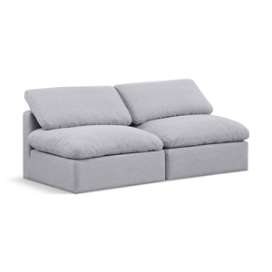 Meridian Furniture Indulge 70&quot Contemporary Linen Fabric Modular Sofa in Gray