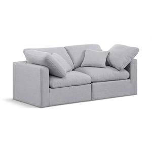 Meridian Furniture Indulge 70&quot Upholstered Linen Fabric Modular Sofa in Gray
