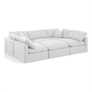 Meridian Furniture Indulge 164&quot Linen Fabric U-Shaped Modular Sectional in White
