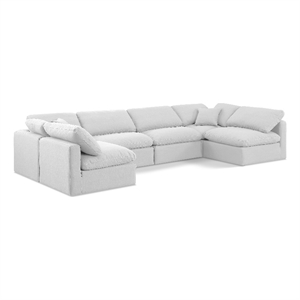 Meridian Furniture Indulge 199&quot Linen Fabric U-Shaped Modular Sectional in White