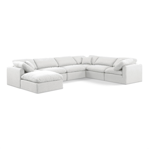 Meridian Furniture Indulge 193.5&quot Fabric U-Shaped Modular Sectional in White