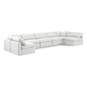 Meridian Furniture Indulge 234&quot Linen Fabric U-Shaped Modular Sectional in White